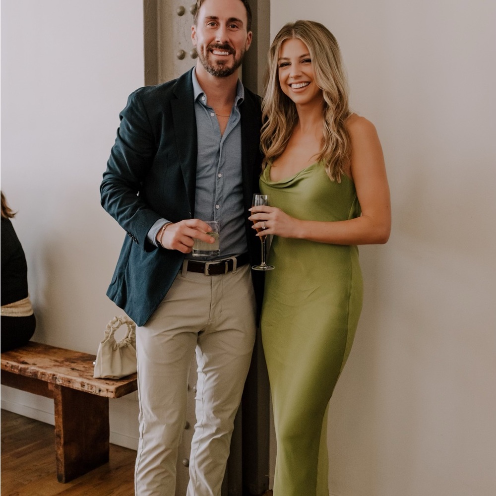 Meshki Cowl Midi Dress in Green